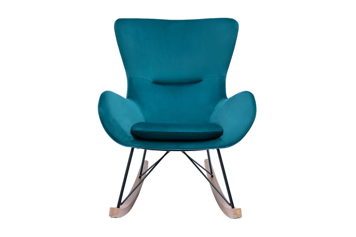 Cheap Miliboo Mecedora terciopelo azul petróleo ESKUA