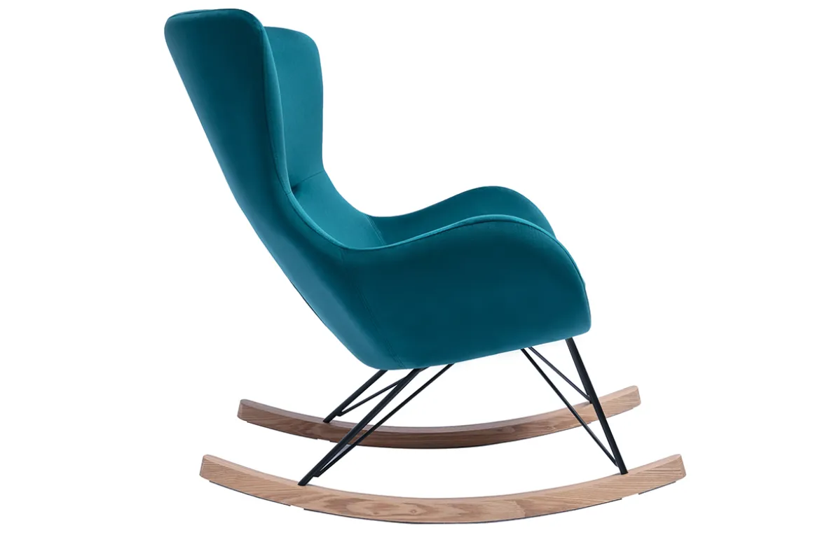 Cheap Miliboo Mecedora terciopelo azul petróleo ESKUA