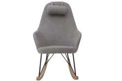 Flash Sale Miliboo Mecedora terciopelo gris claro patas metal y madera JHENE