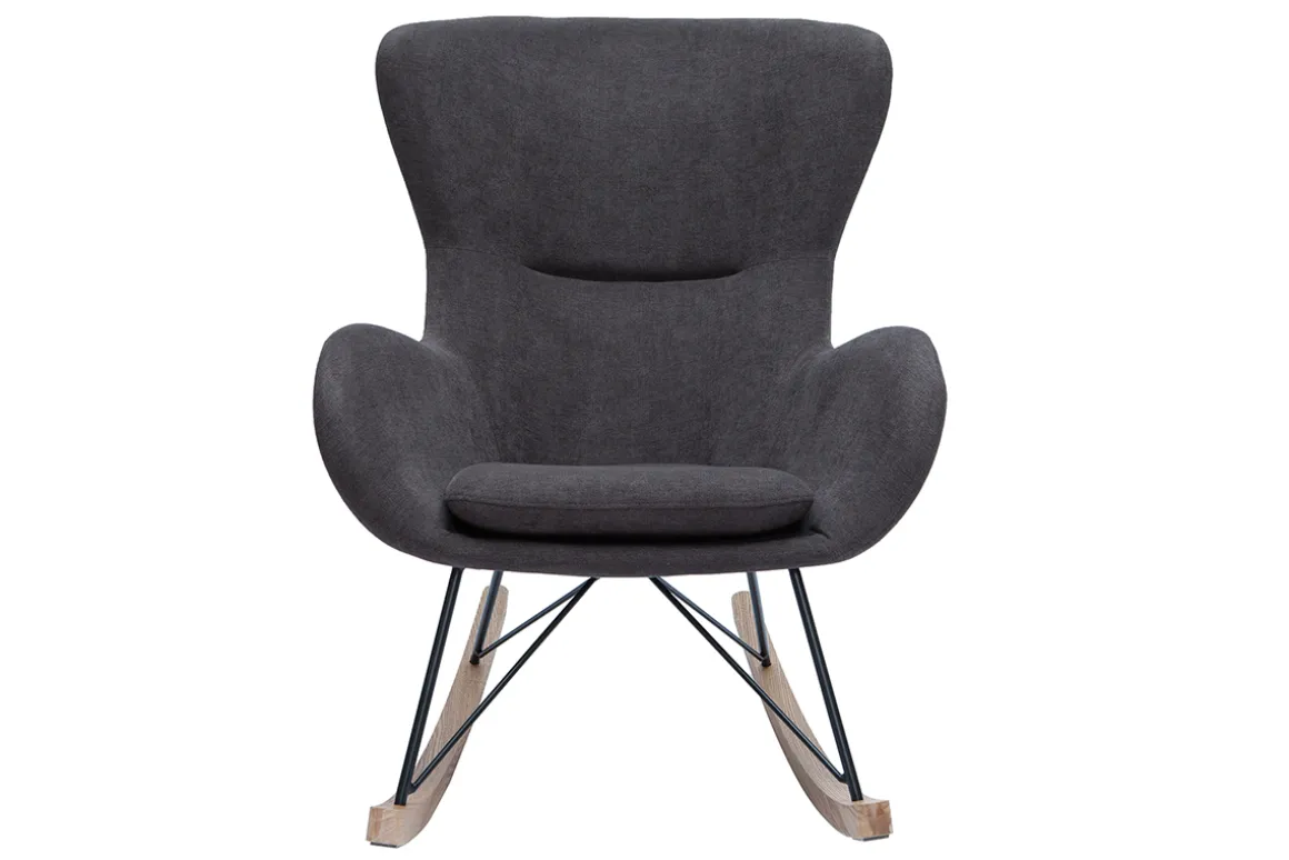 Shop Miliboo Mecedora terciopelo gris ESKUA