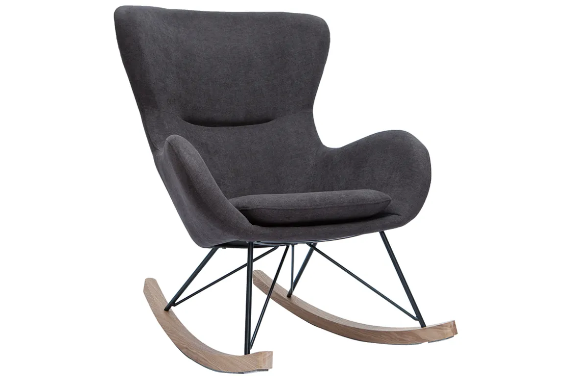 Shop Miliboo Mecedora terciopelo gris ESKUA