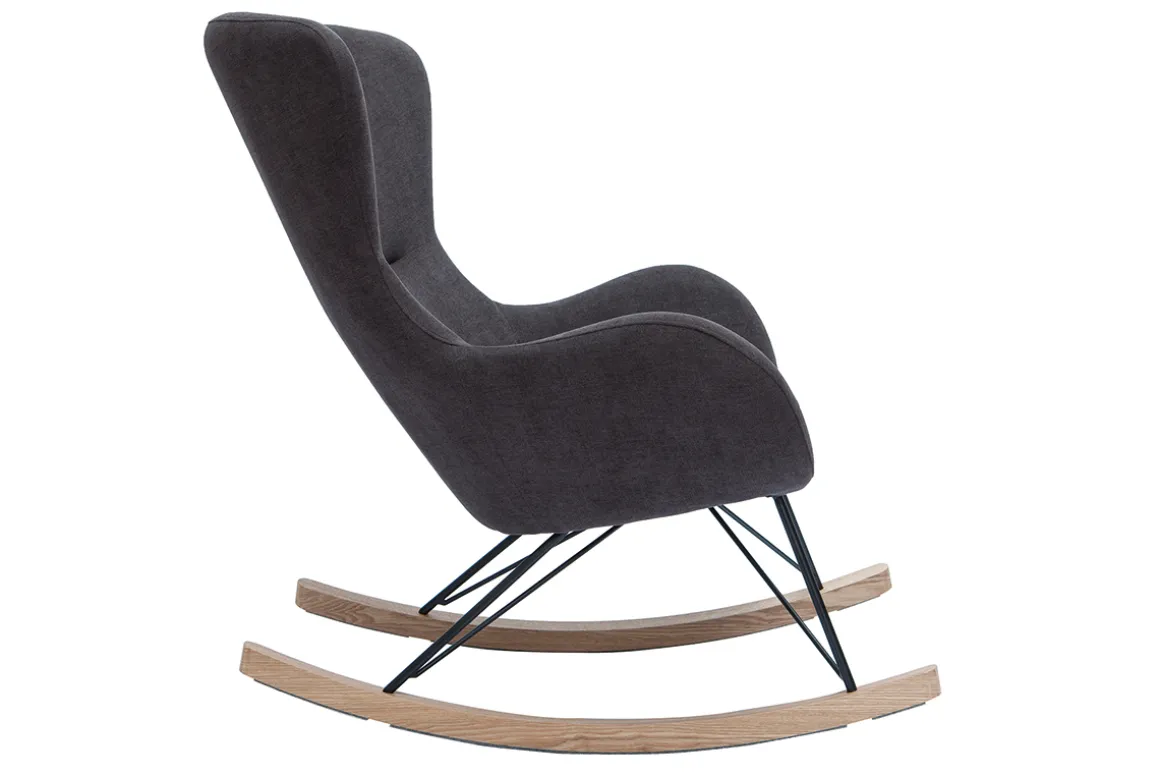 Shop Miliboo Mecedora terciopelo gris ESKUA