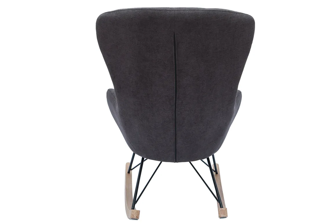 Shop Miliboo Mecedora terciopelo gris ESKUA