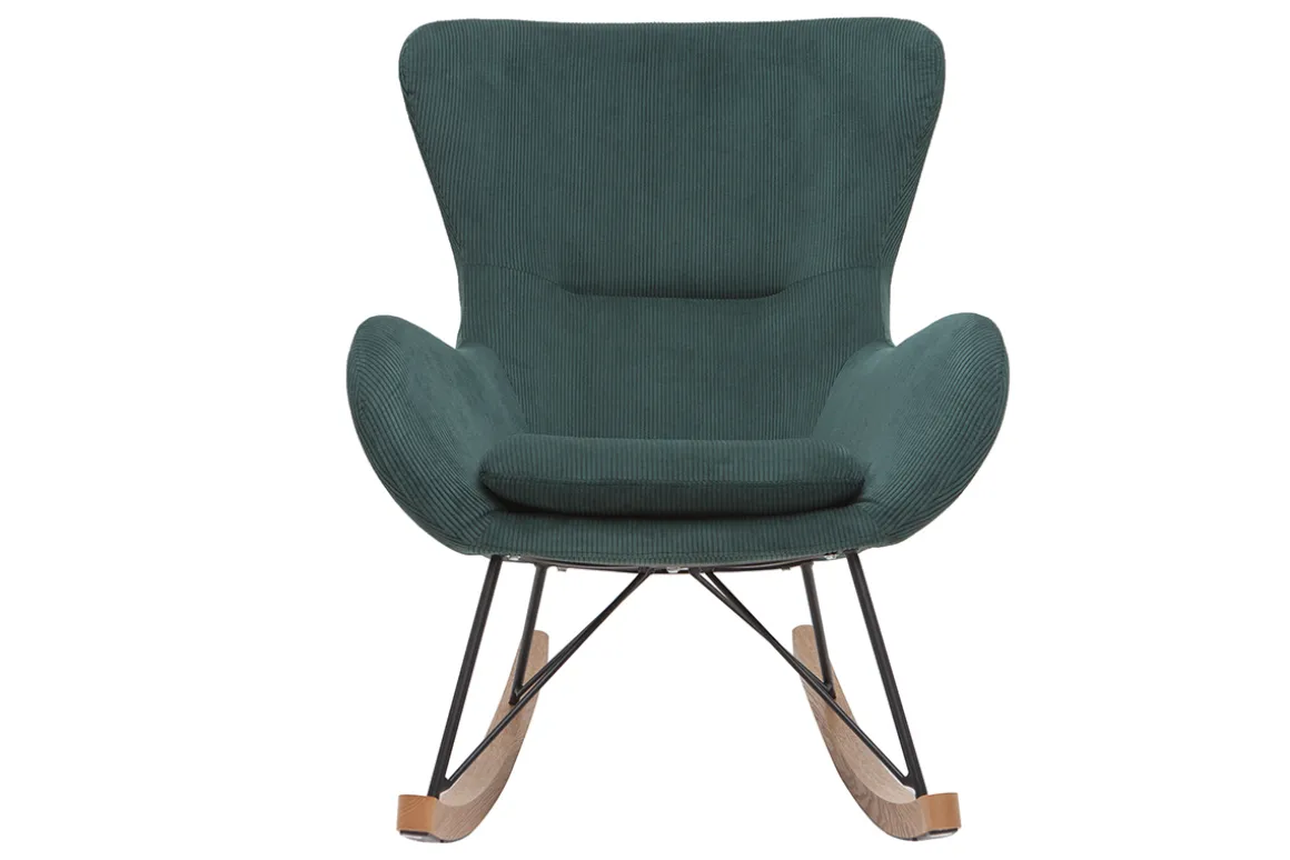 Shop Miliboo Mecedora terciopelo verde ESKUA