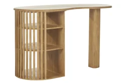 New Miliboo Mesa alta con almacenaje de madera maciza de mango 90 cm LOBIO