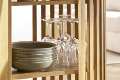 New Miliboo Mesa alta con almacenaje de madera maciza de mango 90 cm LOBIO