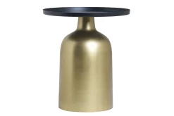 Cheap Miliboo Mesa auxiliar de diseño redondo de metal dorado con tablero negro mate RAMSES