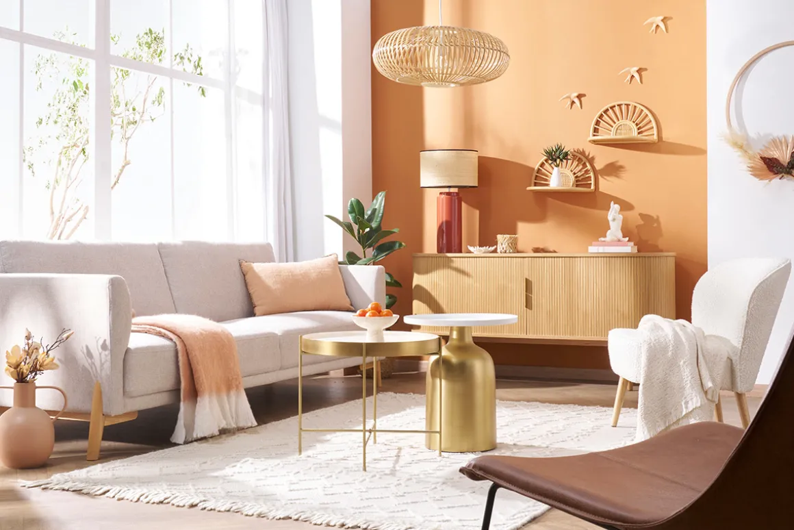 Online Miliboo Mesa auxiliar de diseño redondo de metal dorado con tablero blanco mate RAMSES