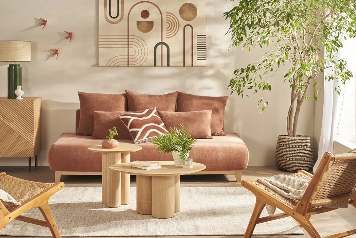 Clearance Miliboo Mesa auxiliar de madera clara HOLLEN