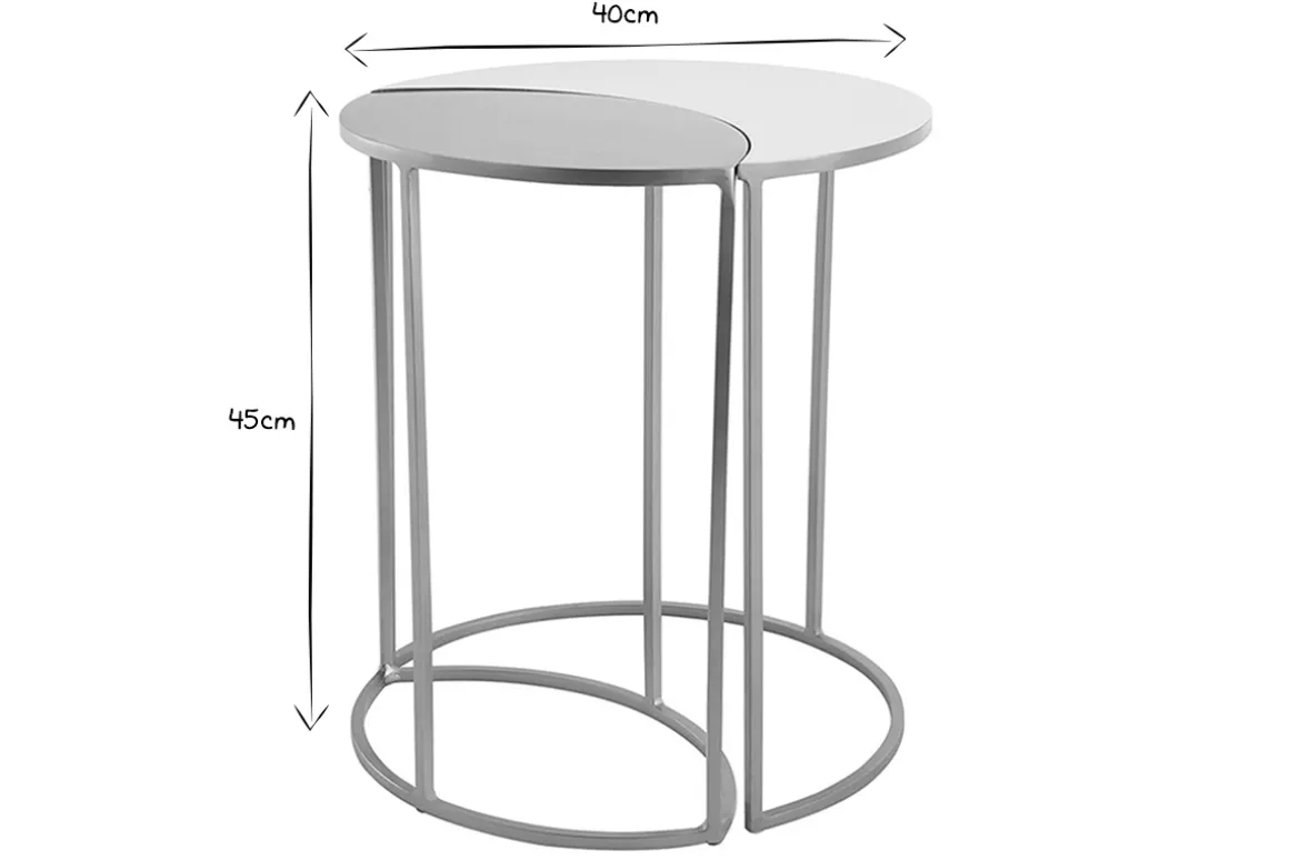 Clearance Miliboo Mesa auxiliar de metal lacado blanco y dorado TOSCANE