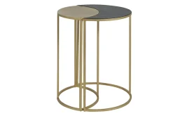 Best Sale Miliboo Mesa auxiliar de metal lacado negro y dorado TOSCANE