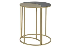 Best Sale Miliboo Mesa auxiliar de metal lacado negro y dorado TOSCANE