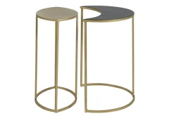 Best Sale Miliboo Mesa auxiliar de metal lacado negro y dorado TOSCANE