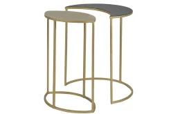 Best Sale Miliboo Mesa auxiliar de metal lacado negro y dorado TOSCANE