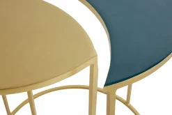 Outlet Miliboo Mesa auxiliar de metal lacado azul petróleo y dorado TOSCANE