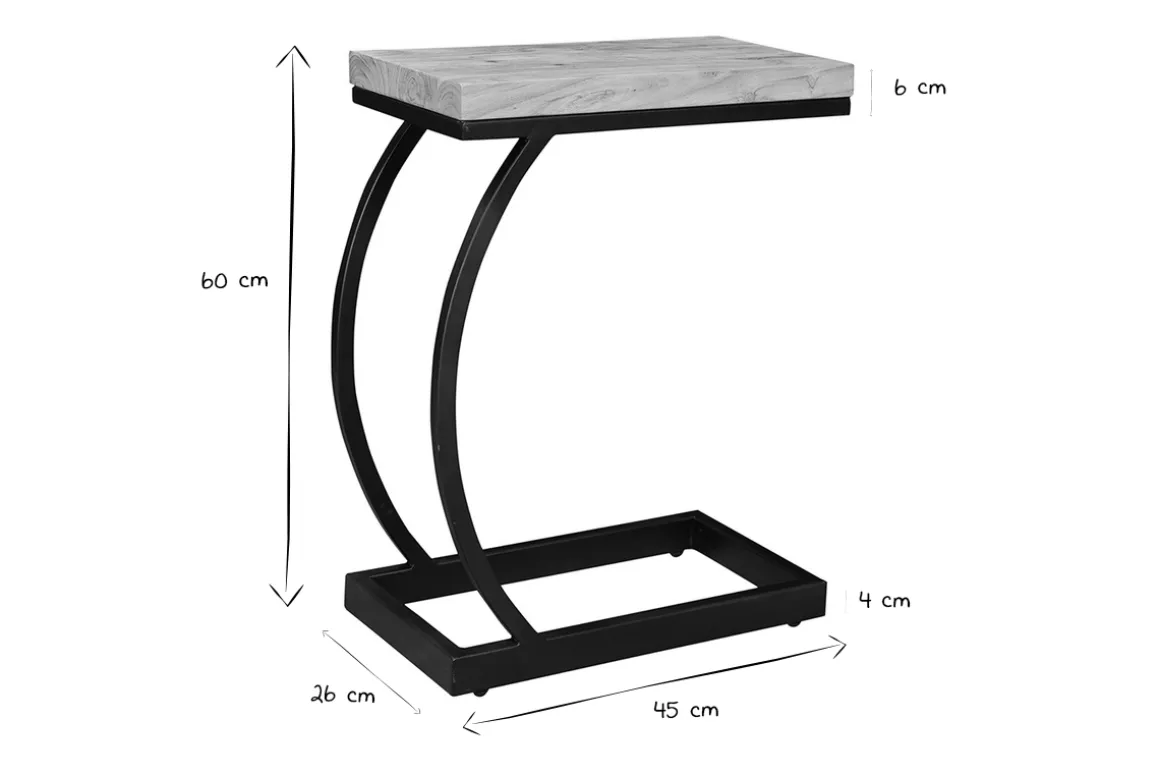 Discount Miliboo Mesa auxiliar en acacia y metal negro BREAK