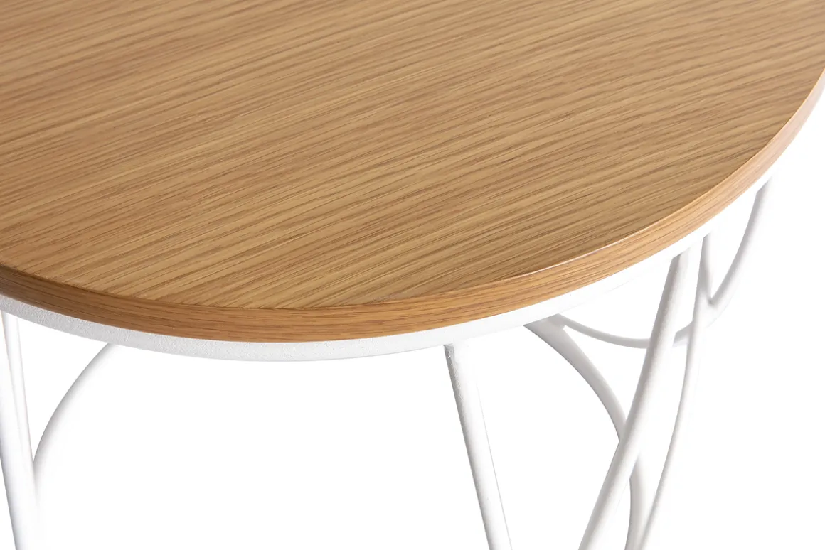 Fashion Miliboo Mesa auxiliar madera y metal blanco 42 cm LACE