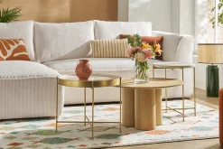 Online Miliboo Mesa auxiliar redonda de terrazo y metal dorado 40 cm diám. MEZZO