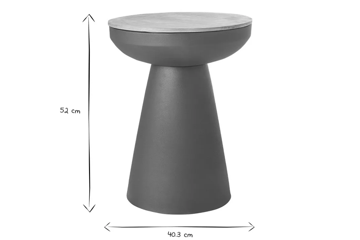 Best Sale Miliboo Mesa auxiliar redonda de diseño con almacenaje de metal gris antracita y madera maciza de mango 52 cm TAM