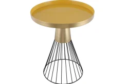 Shop Miliboo Mesa auxiliar redonda de acero lacado mostaza y dorado 41 cm diám. SPLEEN