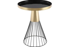 Online Miliboo Mesa auxiliar redonda de acero lacado negro y dorado 41 cm diám. SPLEEN