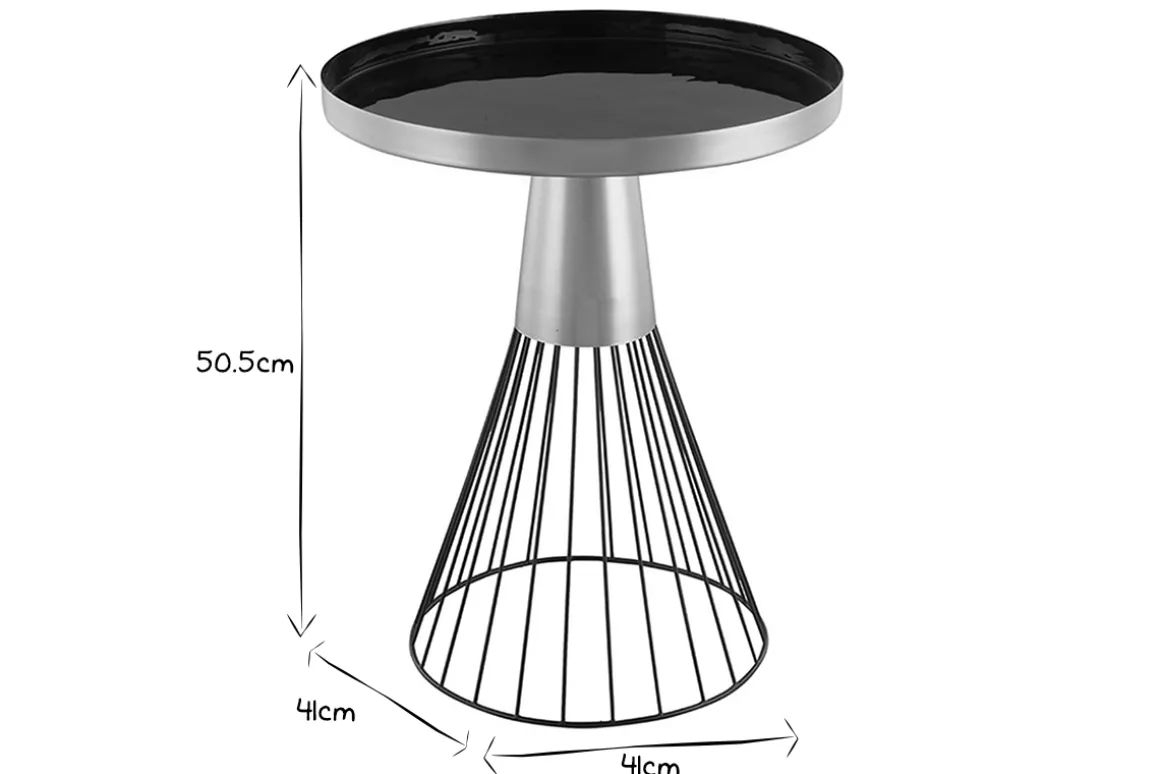 Online Miliboo Mesa auxiliar redonda de acero lacado negro y dorado 41 cm diám. SPLEEN