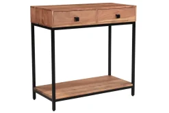 Cheap Miliboo Mesa consola de acacia y metal con 2 cajones 80 cm AXELLE
