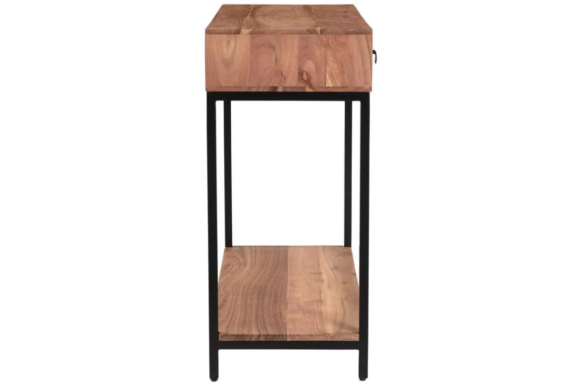 Cheap Miliboo Mesa consola de acacia y metal con 2 cajones 80 cm AXELLE