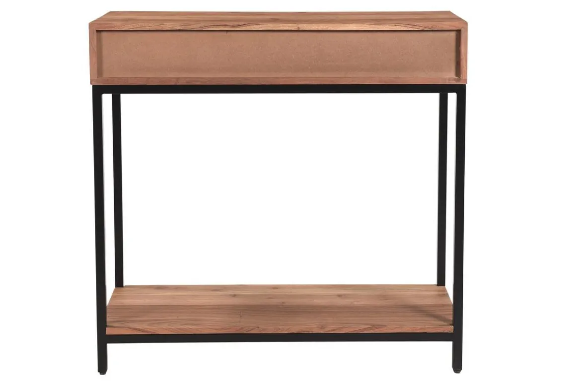 Cheap Miliboo Mesa consola de acacia y metal con 2 cajones 80 cm AXELLE