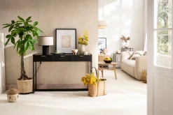 New Miliboo Mesa consola de diseño con cajones negros y dorados 115 cm AVIDAN