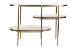 Fashion Miliboo Mesa consola lacada blanca con metal cepillado dorado ZURIA