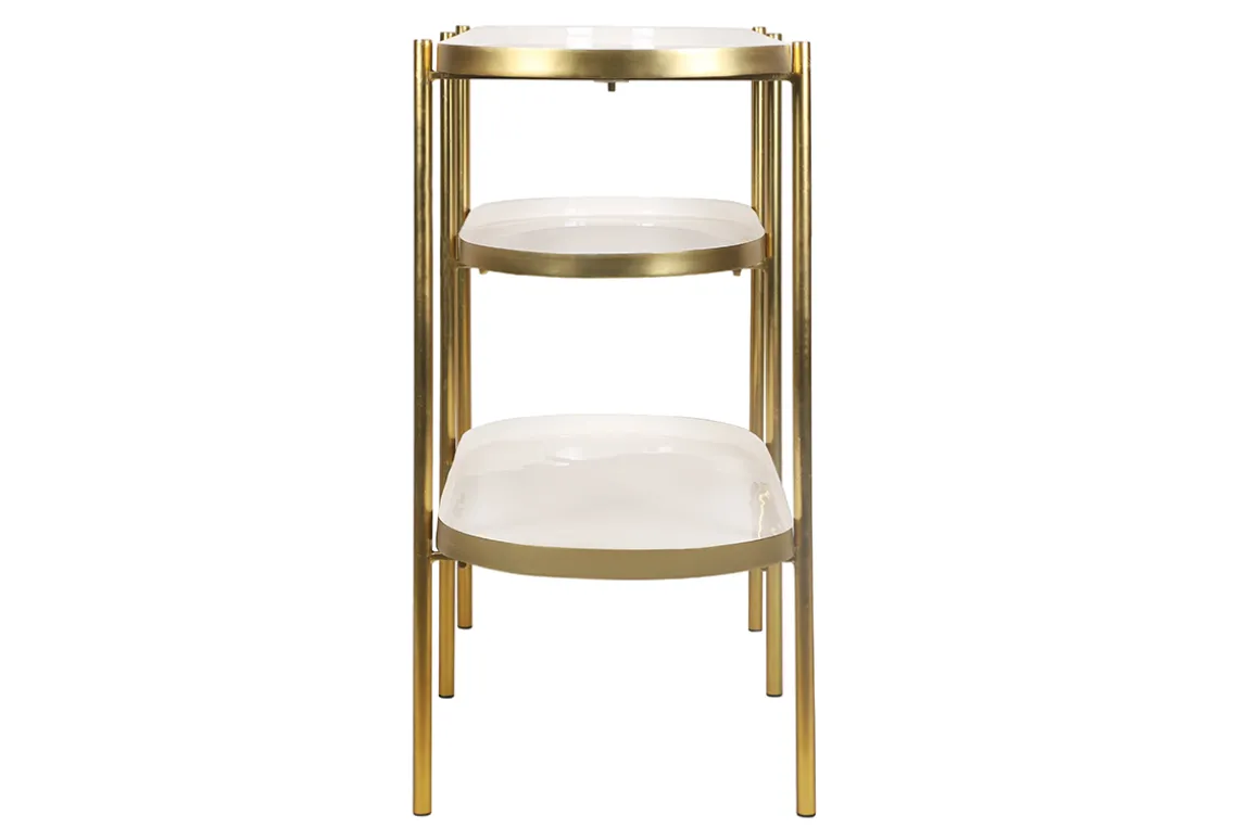 Fashion Miliboo Mesa consola lacada blanca con metal cepillado dorado ZURIA