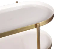 Fashion Miliboo Mesa consola lacada blanca con metal cepillado dorado ZURIA