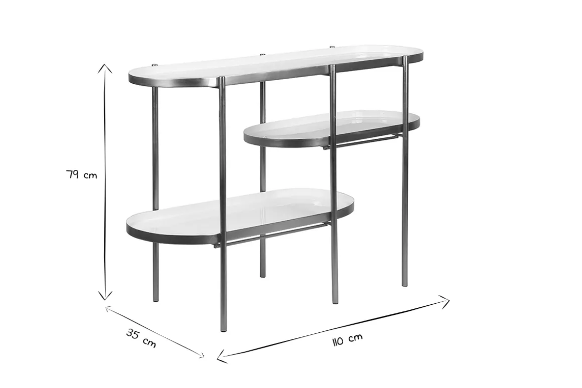 Fashion Miliboo Mesa consola lacada blanca con metal cepillado dorado ZURIA