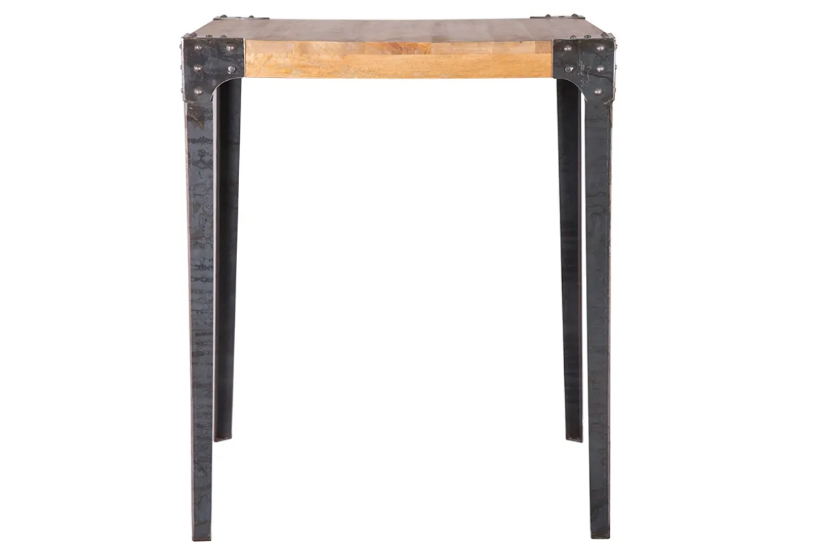 Online Miliboo Mesa de bar cuadrada diseño industrial madera y metal MADISON