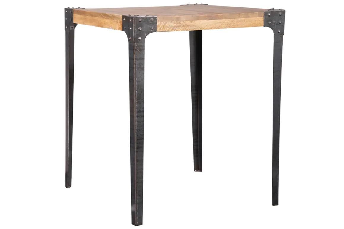 Online Miliboo Mesa de bar cuadrada diseño industrial madera y metal MADISON