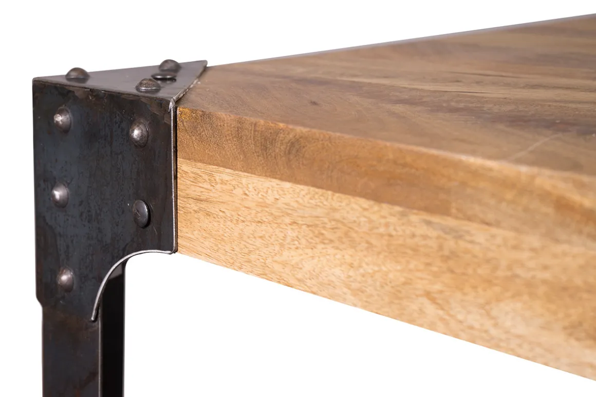 Online Miliboo Mesa de bar cuadrada diseño industrial madera y metal MADISON