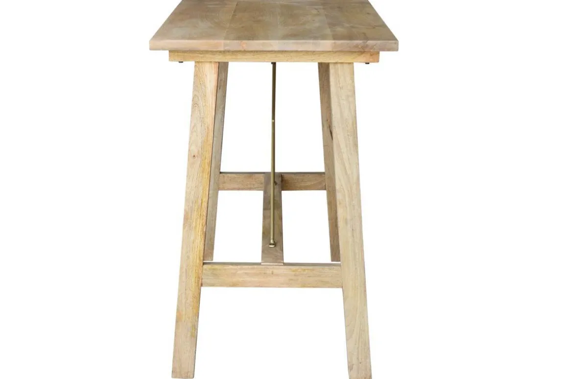 Store Miliboo Mesa de bar en mango macizo y metal dorado L130 cm MARGHA
