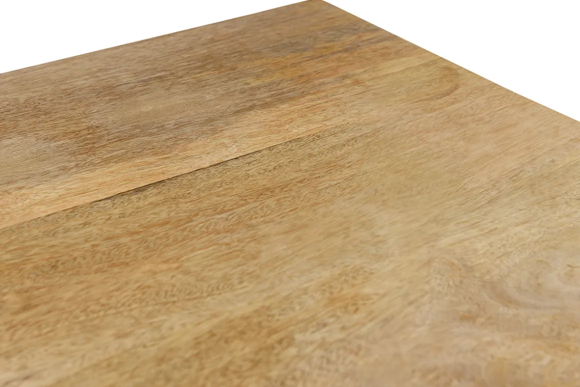 Store Miliboo Mesa de bar en mango macizo y metal dorado L130 cm MARGHA