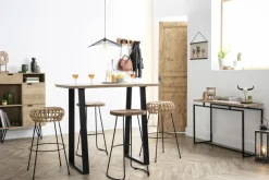 Store Miliboo Mesa de bar en mango y metal negro L120 cm VIJAY
