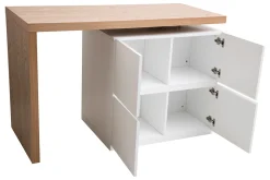 Discount Miliboo Mesa de bar modulable con almacenaje blanco mate y roble A91 cm MAX