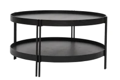 New Miliboo Mesa de centro acabado roble negro y metal D80 cm TWICE