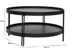 New Miliboo Mesa de centro acabado roble negro y metal D80 cm TWICE