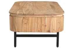 New Miliboo Mesa de centro con almacenaje de madera maciza y metal negro con 4 cajones 115 cm NAPOLI