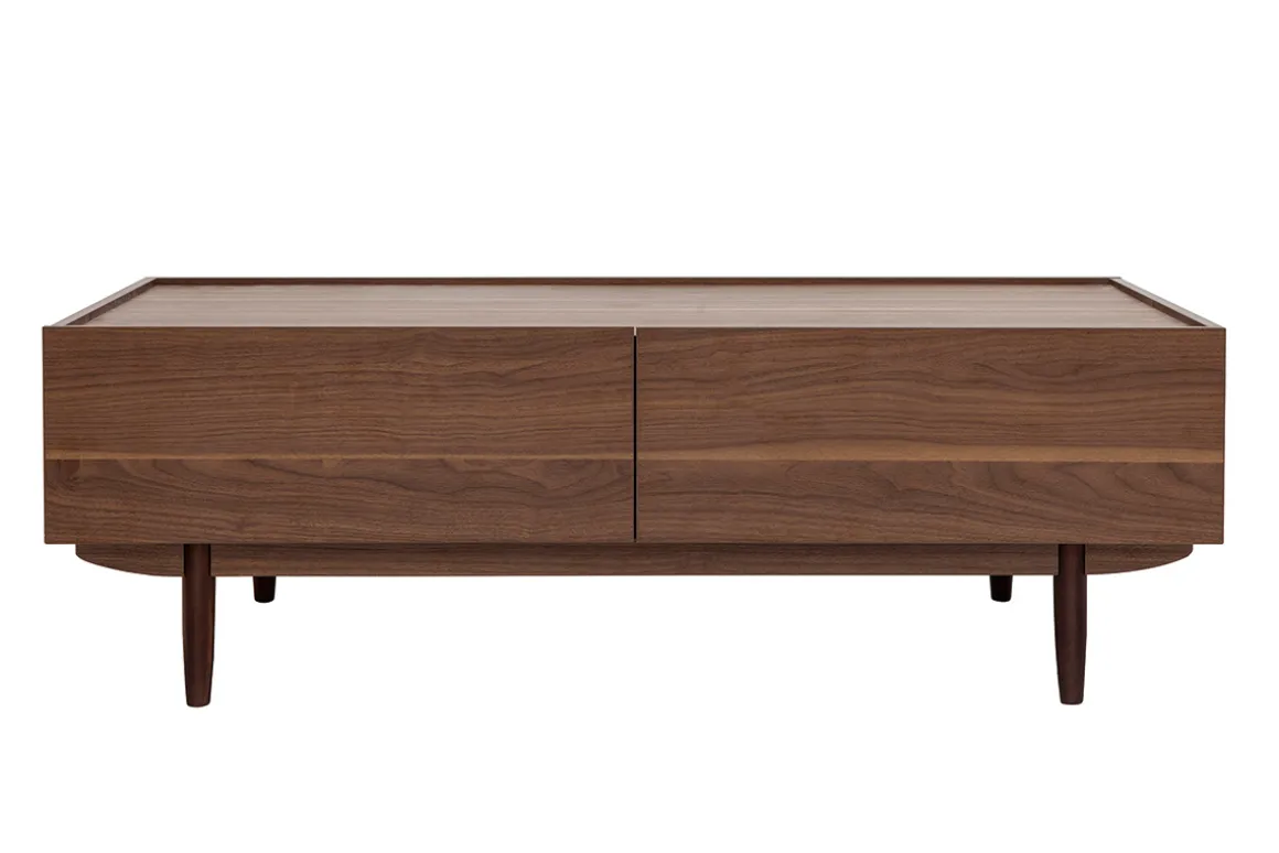 Cheap Miliboo Mesa de centro con cajones de madera oscura 120 cm SANAA