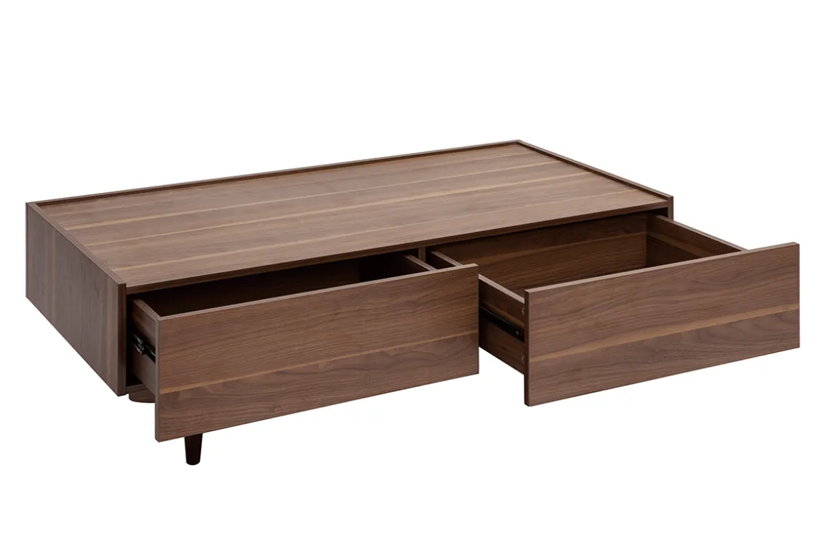 Cheap Miliboo Mesa de centro con cajones de madera oscura 120 cm SANAA