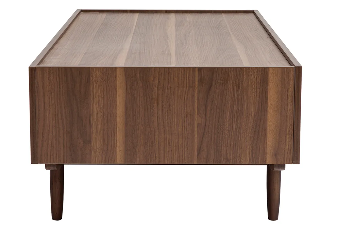 Cheap Miliboo Mesa de centro con cajones de madera oscura 120 cm SANAA