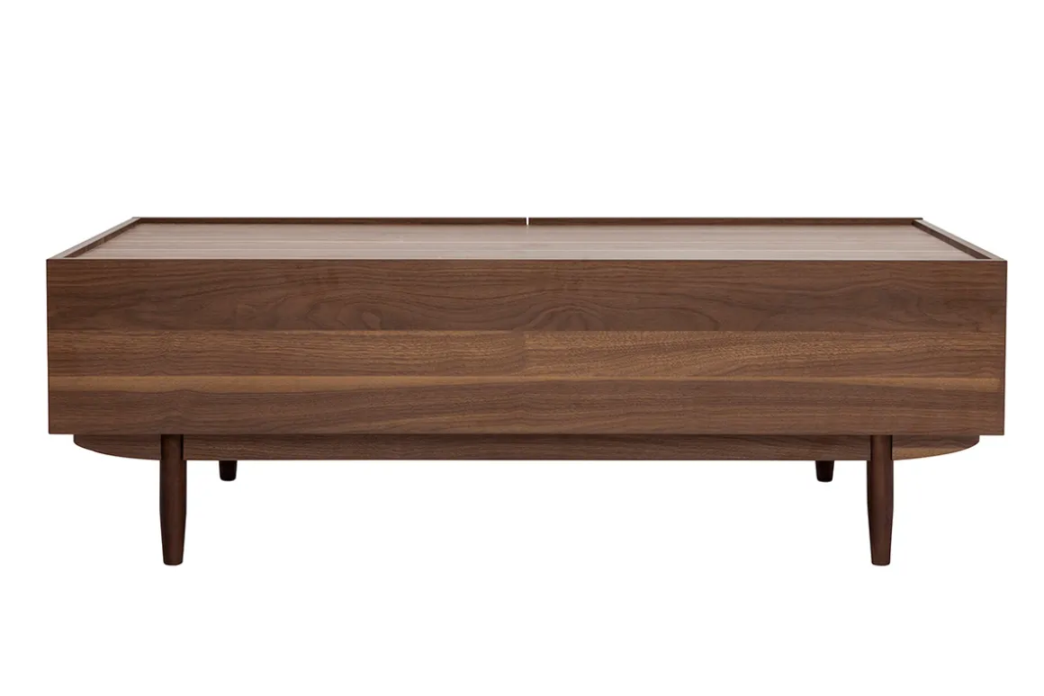 Cheap Miliboo Mesa de centro con cajones de madera oscura 120 cm SANAA