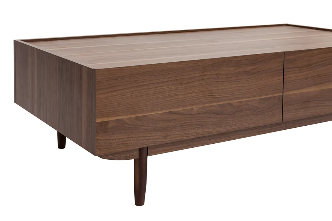Cheap Miliboo Mesa de centro con cajones de madera oscura 120 cm SANAA