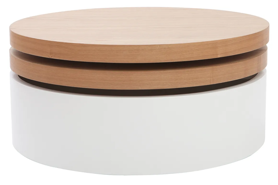 Cheap Miliboo Mesa de centro con tableros pivotantes y almacenaje blanca y madera ICON